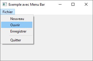 Fenêtre QMainWindow avec barre de menu