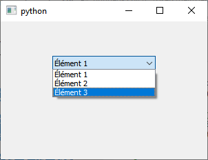 Objet QComboBox PytQt5 Python