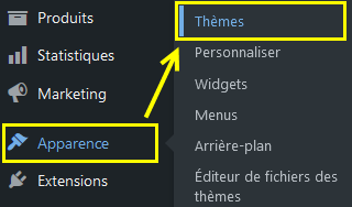 menu apparence theme de wordpress