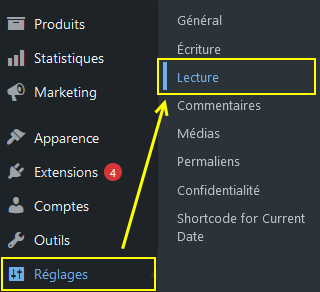 reglage lecture personnalisation de page-accueil-woocommerce