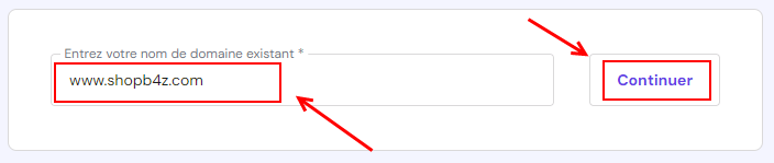 Créer un site web sur hpanel hostinger - Choisir domaine continue
