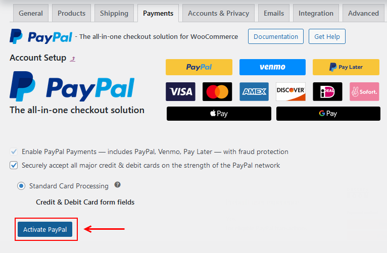 activer paypal woocommerce