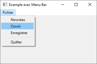Exemple de fenêtre QMainWindow PyQt5 avec Barre de menu