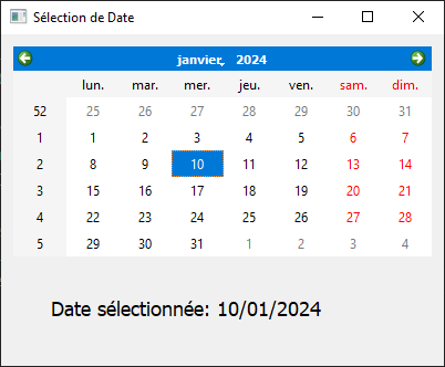 QCalendar PyQt5 Python calendarWidget selectionChanged