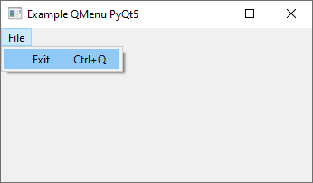 QMenuBar exit action shortcute Ctrl+Q