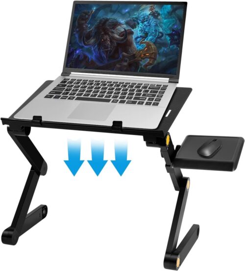 support ergonomique pour ordinateur portable, support de bureau pliable réglable avec tapis de souris