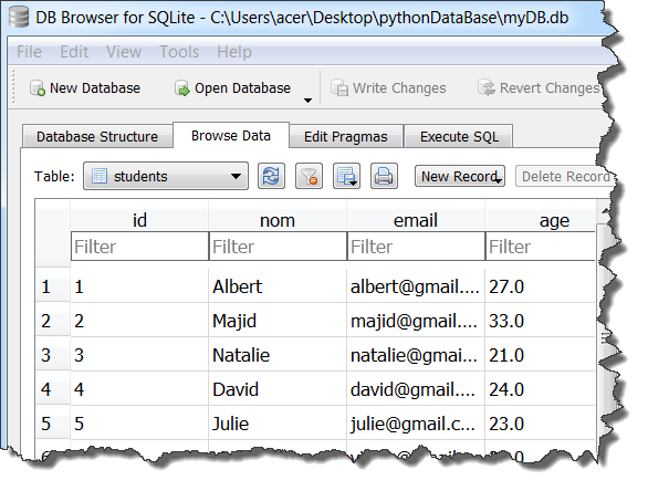 DB browser for sqlite database