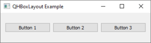 Python GUI PyQt5 Lyout QHBoxLayout exemple of 3 QPushButton