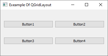 Layout PyQt5 : Un exemple de QGridLayout contenant 4 PushButton