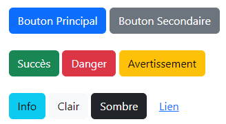 boutons de bootstrap: btn-primary, btn-danger, btn-ifo, btn-default